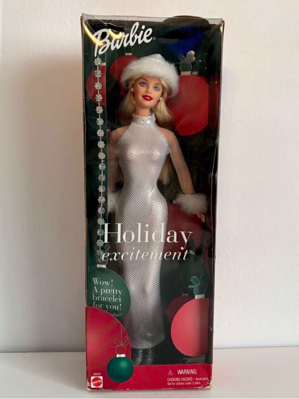 Barbie Silver Holiday Glam Doll with White Fur Trim